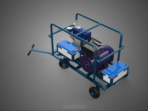 CHARIOT UTILITAIRE &Agrave; ROUES MOTEUR G&Eacute;N&Eacute;RATEUR DE BANQUES D'ALIMENTATION &Agrave; DOUBLE BATTERIE Modèle 3D