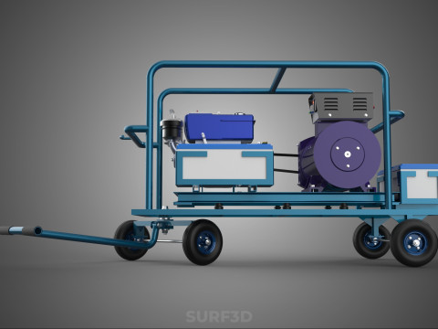 CHARIOT UTILITAIRE &Agrave; ROUES MOTEUR G&Eacute;N&Eacute;RATEUR DE BANQUES D'ALIMENTATION &Agrave; DOUBLE BATTERIE Modèle 3D
