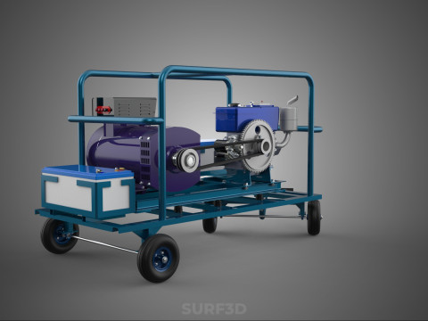 CHARIOT UTILITAIRE &Agrave; ROUES MOTEUR G&Eacute;N&Eacute;RATEUR DE BANQUES D'ALIMENTATION &Agrave; DOUBLE BATTERIE Modèle 3D