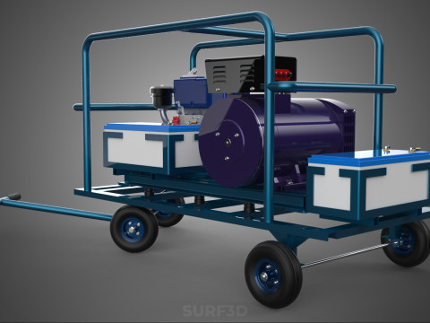 CHARIOT UTILITAIRE &Agrave; ROUES MOTEUR G&Eacute;N&Eacute;RATEUR DE BANQUES D'ALIMENTATION &Agrave; DOUBLE BATTERIE Modèle 3D