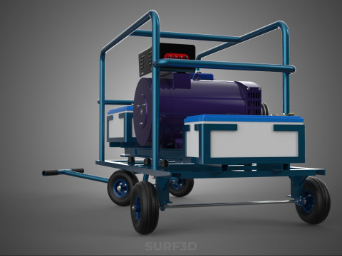 CHARIOT UTILITAIRE &Agrave; ROUES MOTEUR G&Eacute;N&Eacute;RATEUR DE BANQUES D'ALIMENTATION &Agrave; DOUBLE BATTERIE Modèle 3D