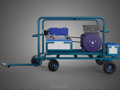 CHARIOT UTILITAIRE &Agrave; ROUES MOTEUR G&Eacute;N&Eacute;RATEUR DE BANQUES D'ALIMENTATION &Agrave; DOUBLE BATTERIE Modèle 3D