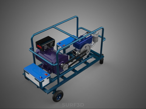 CHARIOT UTILITAIRE &Agrave; ROUES MOTEUR G&Eacute;N&Eacute;RATEUR DE BANQUES D'ALIMENTATION &Agrave; DOUBLE BATTERIE Modèle 3D