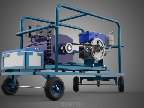 CHARIOT UTILITAIRE &Agrave; ROUES MOTEUR G&Eacute;N&Eacute;RATEUR DE BANQUES D'ALIMENTATION &Agrave; DOUBLE BATTERIE Modèle 3D