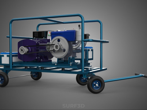 CHARIOT UTILITAIRE &Agrave; ROUES MOTEUR G&Eacute;N&Eacute;RATEUR DE BANQUES D'ALIMENTATION &Agrave; DOUBLE BATTERIE Modèle 3D