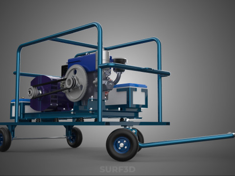 CHARIOT UTILITAIRE &Agrave; ROUES MOTEUR G&Eacute;N&Eacute;RATEUR DE BANQUES D'ALIMENTATION &Agrave; DOUBLE BATTERIE Modèle 3D