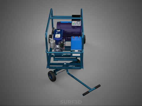 CHARIOT UTILITAIRE &Agrave; ROUES MOTEUR G&Eacute;N&Eacute;RATEUR DE BANQUES D'ALIMENTATION &Agrave; DOUBLE BATTERIE Modèle 3D