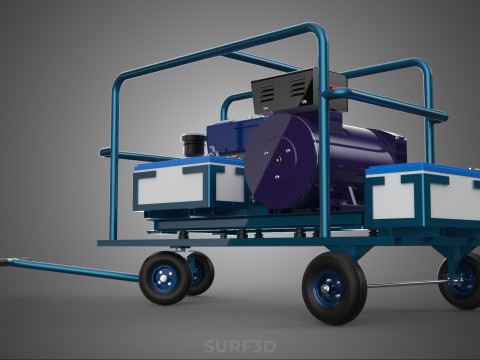 CHARIOT UTILITAIRE &Agrave; ROUES MOTEUR G&Eacute;N&Eacute;RATEUR DE BANQUES D'ALIMENTATION &Agrave; DOUBLE BATTERIE Modèle 3D