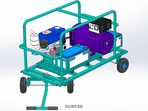 CHARIOT UTILITAIRE &Agrave; ROUES MOTEUR G&Eacute;N&Eacute;RATEUR DE BANQUES D'ALIMENTATION &Agrave; DOUBLE BATTERIE Modèle 3D