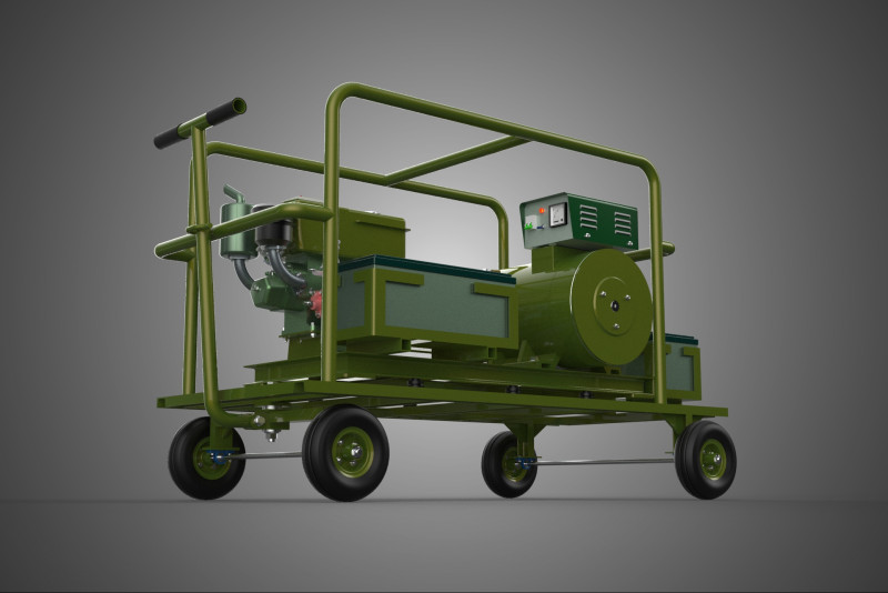 GRUPPO ELETTROGENO PER CAMPO MILITARE SUPPORTO TATTICO BATTAGLIA GUERRA KW Modello 3D .c4d .max .obj .3ds .fbx .stl .blend