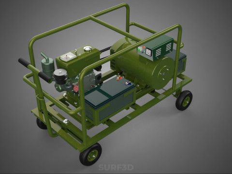 GRUPPO ELETTROGENO PER CAMPO MILITARE SUPPORTO TATTICO BATTAGLIA GUERRA KW Modello 3D