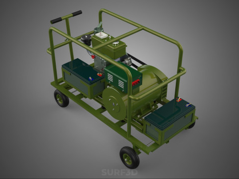GRUPPO ELETTROGENO PER CAMPO MILITARE SUPPORTO TATTICO BATTAGLIA GUERRA KW Modello 3D