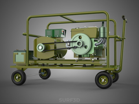 GRUPPO ELETTROGENO PER CAMPO MILITARE SUPPORTO TATTICO BATTAGLIA GUERRA KW Modello 3D