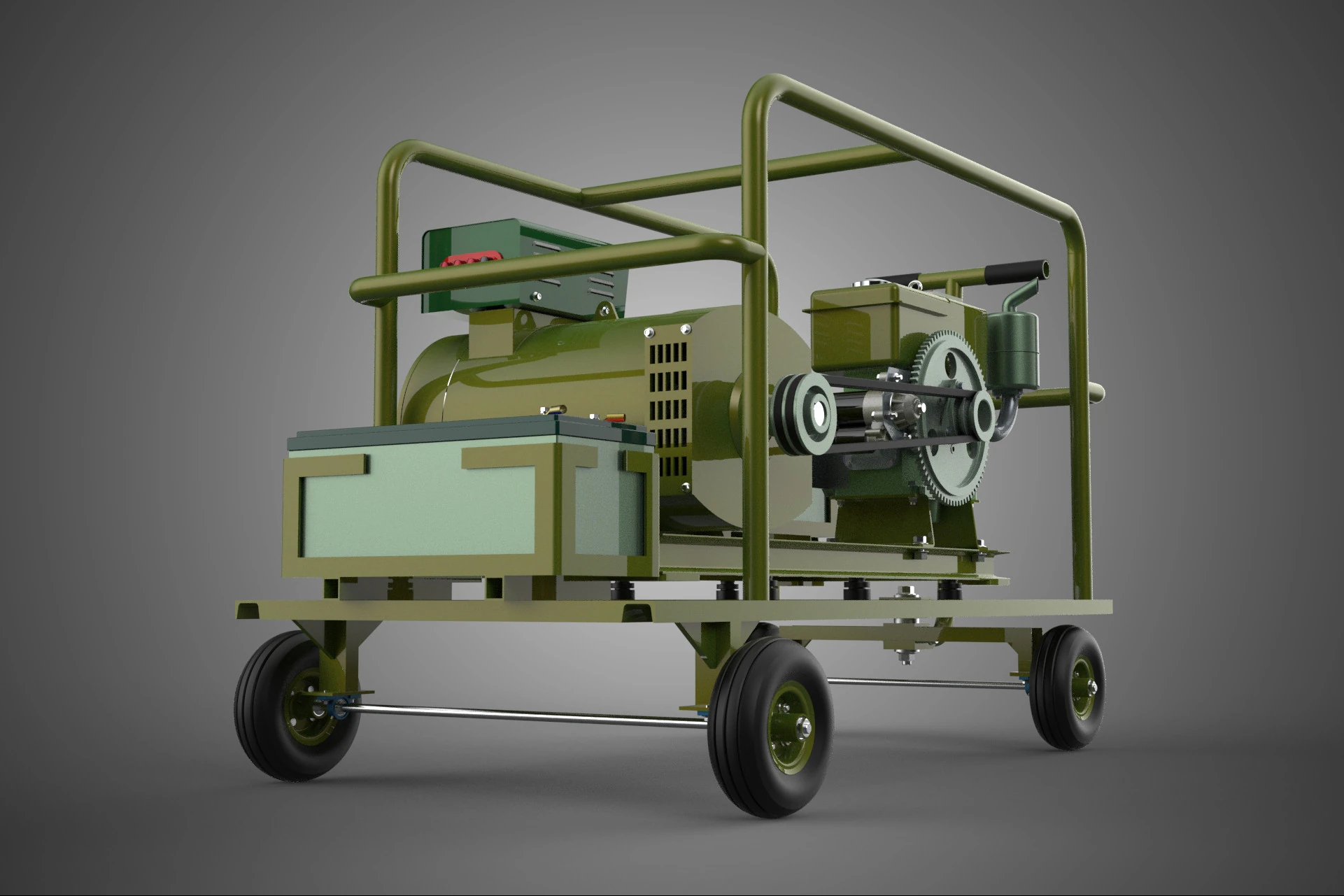 STANDARD GREEN ARMY MILITARY GENSET GENERATOR SET DIESEL ENGINE 3D Model .c4d .max .obj .3ds .fbx .stl .blend 