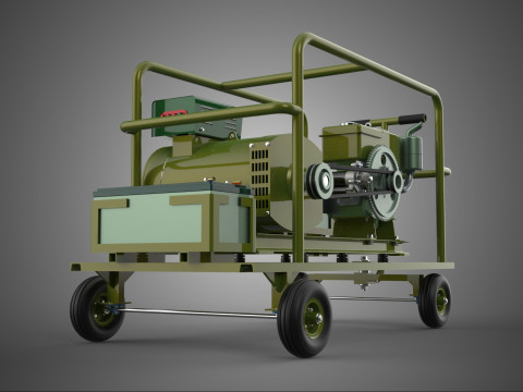 STANDARDGR&Uuml;NE ARMEE-MILIT&Auml;R-GENERATUR-GENERATOR-SET-DIESELMOTOR 3D Modell