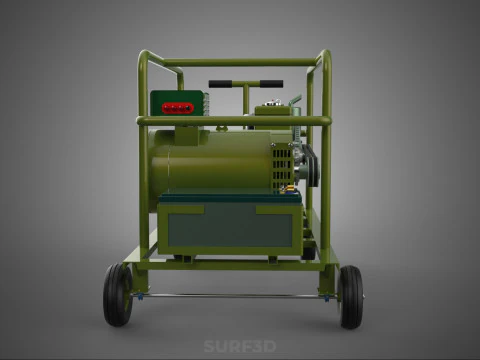 STANDARD GREEN ARMY MILITARY GENSET GENERATOR SET DIESEL ENGINE 3D Model