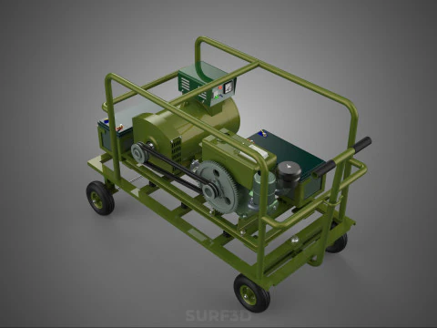 STANDARD GREEN ARMY MILITARY GENSET GENERATOR SET DIESEL ENGINE 3D Model