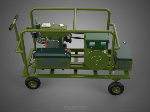 STANDARD GREEN ARMY MILITARY GENSET GENERATOR SET DIESEL ENGINE 3D Model