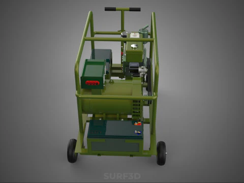 STANDARD GREEN ARMY MILITARY GENSET GENERATOR SET DIESEL ENGINE 3D Model