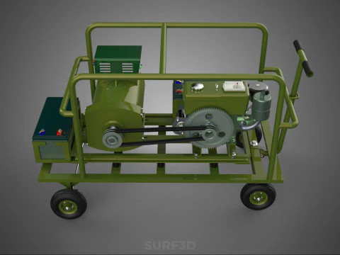 STANDARD GREEN ARMY MILITARY GENSET GENERATOR SET DIESEL ENGINE 3D Model