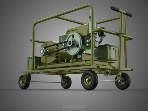 STANDARD GREEN ARMY MILITARY GENSET GENERATOR SET DIESEL ENGINE 3D Model
