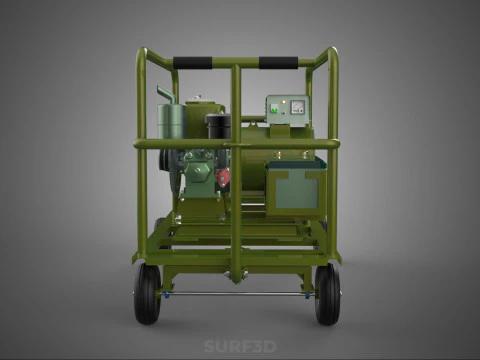 STANDARD GREEN ARMY MILITARY GENSET GENERATOR SET DIESEL ENGINE 3D Model