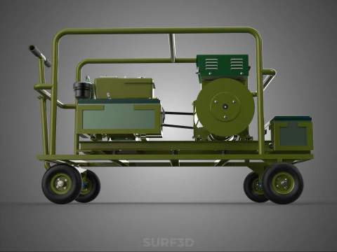 STANDARD GREEN ARMY MILITARY GENSET GENERATOR SET DIESEL ENGINE 3D Model