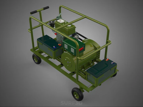 STANDARD GREEN ARMY MILITARY GENSET GENERATOR SET DIESEL ENGINE 3D Model