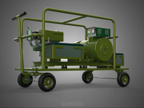 STANDARD GREEN ARMY MILITARY GENSET GENERATOR SET DIESEL ENGINE 3D Model