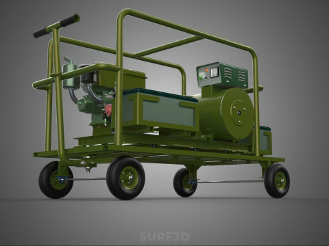 STANDARD GREEN ARMY MILITARY GENSET GENERATOR SET DIESEL ENGINE 3D Model