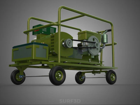 STANDARD GREEN ARMY MILITARY GENSET GENERATOR SET DIESEL ENGINE 3D Model