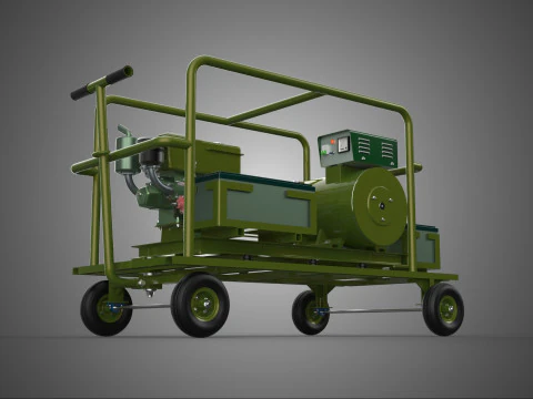 STANDARD GREEN ARMY MILITARY GENSET GENERATOR SET DIESEL ENGINE 3D Model