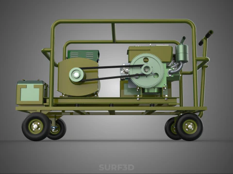 STANDARD GREEN ARMY MILITARY GENSET GENERATOR SET DIESEL ENGINE 3D Model