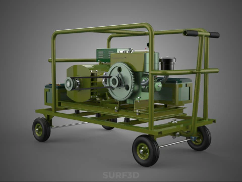 STANDARD GREEN ARMY MILITARY GENSET GENERATOR SET DIESEL ENGINE 3D Model