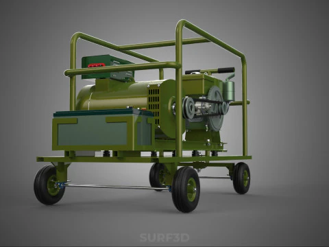 STANDARD GREEN ARMY MILITARY GENSET GENERATOR SET DIESEL ENGINE 3D Model