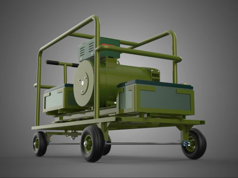 STANDARD GREEN ARMY MILITARY GENSET GENERATOR SET DIESEL ENGINE 3D Model