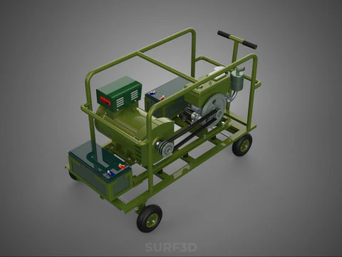 STANDARD GREEN ARMY MILITARY GENSET GENERATOR SET DIESEL ENGINE 3D Model