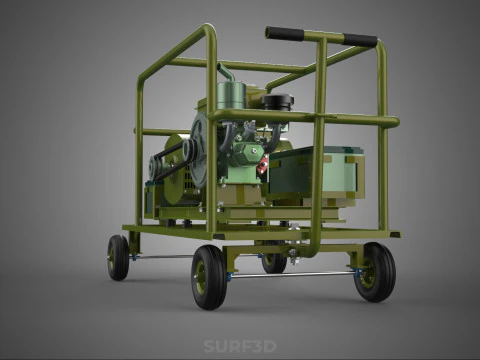 STANDARD GREEN ARMY MILITARY GENSET GENERATOR SET DIESEL ENGINE 3D Model