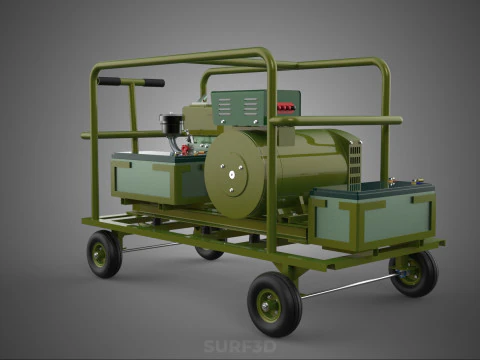 STANDARD GREEN ARMY MILITARY GENSET GENERATOR SET DIESEL ENGINE 3D Model