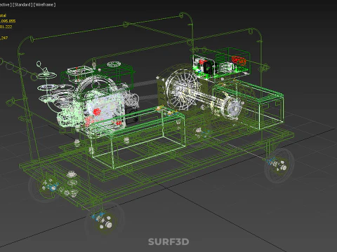 STANDARD GREEN ARMY MILITARY GENSET GENERATOR SET DIESEL ENGINE 3D Model