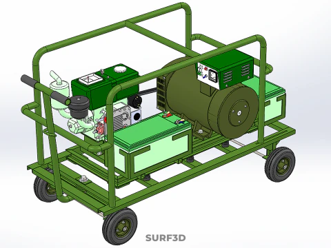 STANDARD GREEN ARMY MILITARY GENSET GENERATOR SET DIESEL ENGINE 3D Model