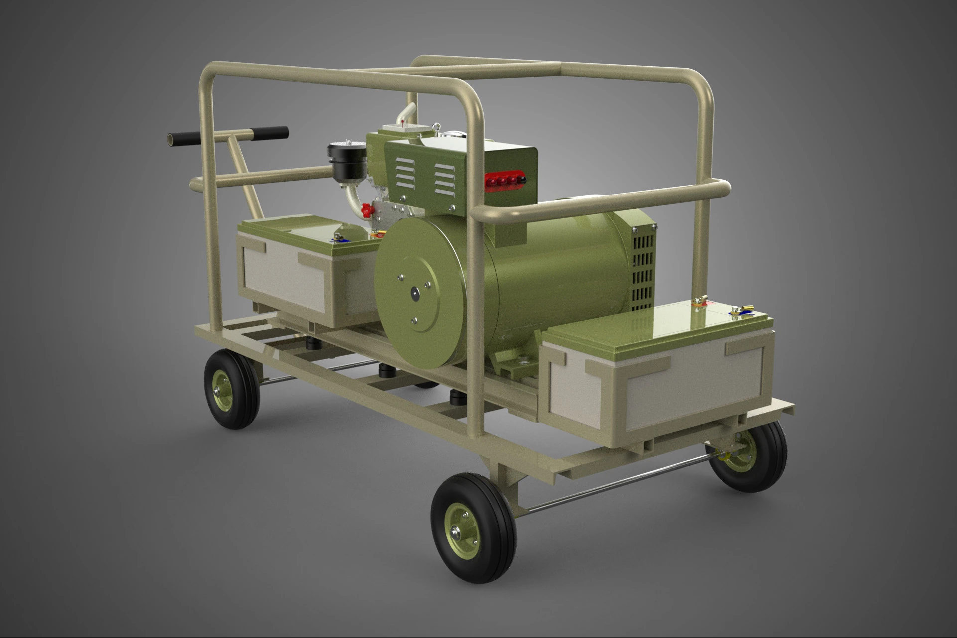 DESERT MILITARY ARMY DIESEL POWER GENERATOR SET GENSET ARID TAN 3D Model .c4d .max .obj .3ds .fbx .stl .blend 