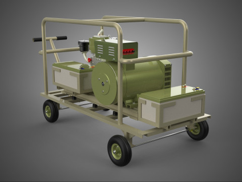 DESERT MILITARY ARMY DIESEL POWER GENERATOR SET GENSET ARID TAN 3D Model