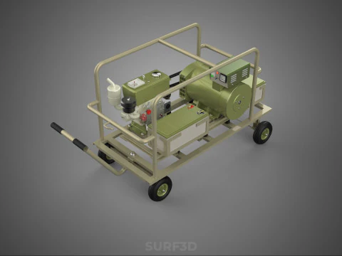 DESERT MILITARY ARMY DIESEL POWER GENERATOR SET GENSET ARID TAN 3D Model