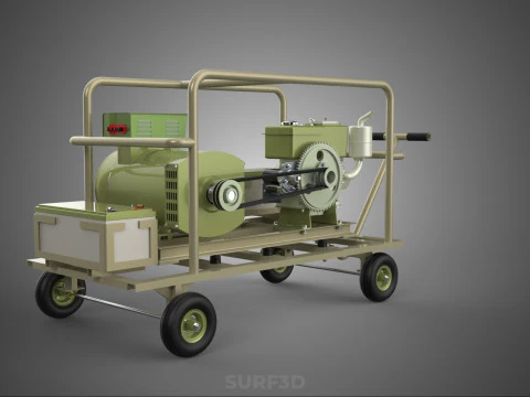 DESERT MILITARY ARMY DIESEL POWER GENERATOR SET GENSET ARID TAN 3D Model