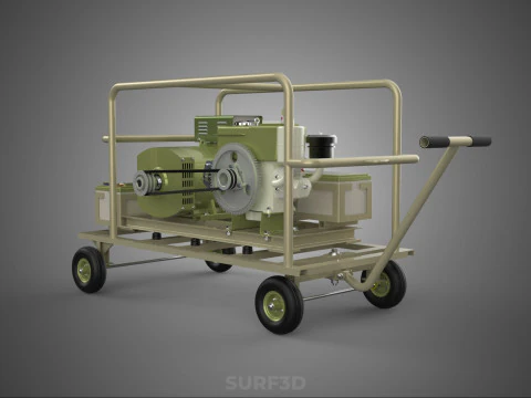 DESERT MILITARY ARMY DIESEL POWER GENERATOR SET GENSET ARID TAN 3D Model