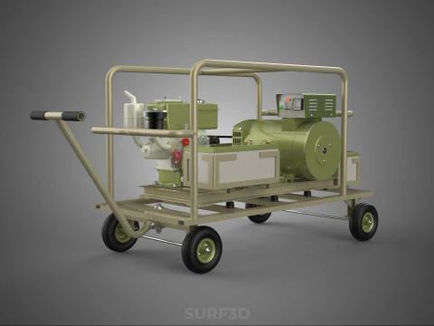 DESERT MILITARY ARMY DIESEL POWER GENERATOR SET GENSET ARID TAN 3D Model