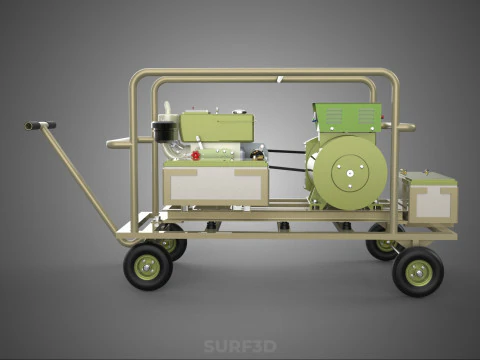 DESERT MILITARY ARMY DIESEL POWER GENERATOR SET GENSET ARID TAN 3D Model