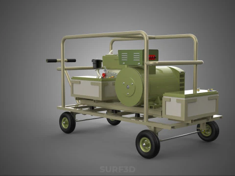 DESERT MILITARY ARMY DIESEL POWER GENERATOR SET GENSET ARID TAN 3D Model