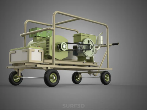 DESERT MILITARY ARMY DIESEL POWER GENERATOR SET GENSET ARID TAN 3D Model
